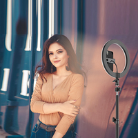 Anneau Lumineux LED pour Selfie avec Support de Téléphone Réglable, Trépied pour TikTok, Diffusion en Direct, Studio Vidéo, Lampe Portable pour Maquilleurs