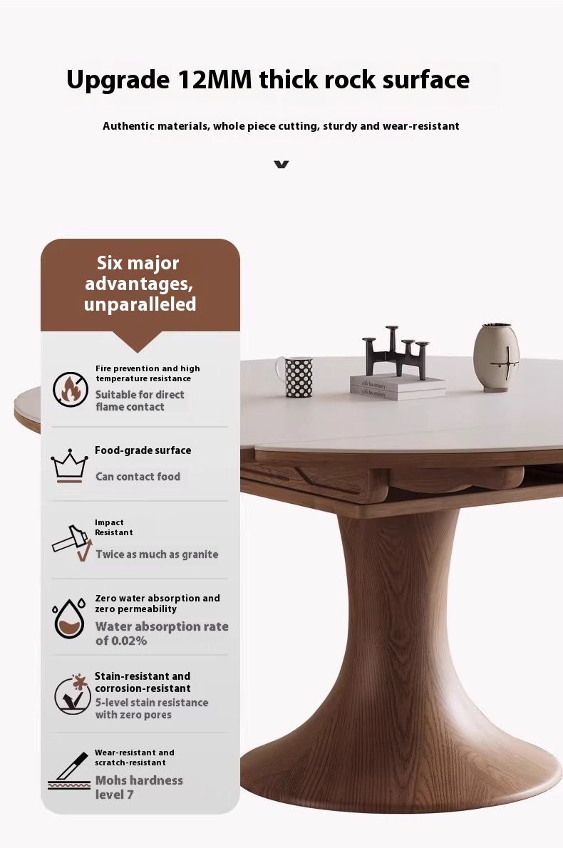 Solid Wood Slate Round Table [Color Notes]