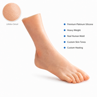 Modèle de pied en silicone platine, pied entier pour présentation et pratique d'art des ongles, taille 37, mannequin squelette féminin en moulage de corps réel