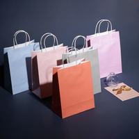 Sacs en papier kraft blanc et brun personnalisés avec logo imprimé, poignée, impression flexo pour bougies et artisanat, acceptation des commandes sur mesure