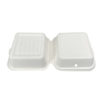 Vente en gros de boîtes à hamburgers en bagasse écologique à clapet 100% contenants compostables jetables boîte à croustilles de canne à sucre bagasse avec trou d'air