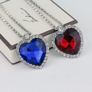 Collier Cœur de l'Océan inspiré du <span class=keywords><strong>film</strong></span> Titanic, avec strass rouges et bleus, grand cristal d'amour - Product Image 3
