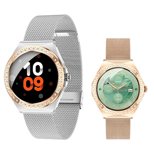 Montre connectée tendance pour femme 2026 L01 avec <span class=keywords><strong>lunette</strong></span> sertie de diamants, bracelet en acier, étanche IP68, écran AMOLED 1,9 pouces, montre connectée de santé pour femmes - Product Image 1