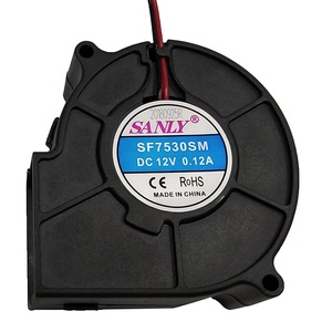 Sanly sf7530 24V không chổi than DC động cơ quạt Quạt 3000rpm lưỡi nhựa 75x75x30mm xả thông gió tự động khởi động lại làm mát OEM/ODM - Product Image 1