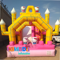 Château gonflable commercial de videur de thème de clown de cirque de château avec le carrousel de glissière avec le parc d'attractions gonflable de bonhomme de neige