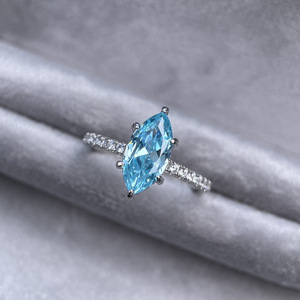 Anello <span class=keywords><strong>in</strong></span> Argento Sterling S925 Placcato Platino ad Alta Lucentezza con Diamante, Design Vintage a Corona, Occhio di Cavallo, Semplice, per Coppia, con Gemma - Product Image 4