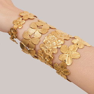 Luxury 316L Stainless Steel 14k 18k Gold Plated Fashion <b>Bracelets</b> & Bangles Flower Butterfly Fashion <b>Cuff</b> <b>Bracelets</b> for Women - Product Image 3