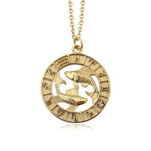 Kalung Tahun Kelahiran Lapis Emas 18K, Perhiasan Tanda Zodiak