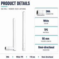 Antenne pliable en caoutchouc 868 MHz 2dBi TPE VSWR 2.0 SMALoRa pour systèmes de comptage intelligent et de surveillance à distance