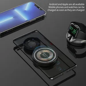 Nuovo Design piccolo e squisito caricatore Wireless magnetico portatile in lega di alluminio Ultra sottile trasparente con Pad di ricarica rapida