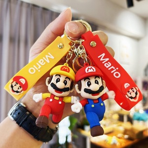 ZY3223C Hot Sell 3D Cartoon Running Mario Key Chain Car Keychain Girl Teen Child Kids Gift Backpack Ornament Doll Keychain