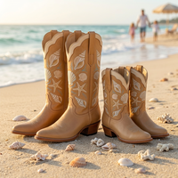 Bottes hautes grises pour femme, chaussures de ville en cuir, bottes de style western classiques pour fille