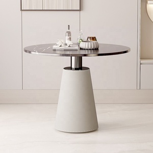 Petite table basse de négociation circulaire moderne Table de salle à manger nordique de loisirs de luxe en acier - Product Image 1