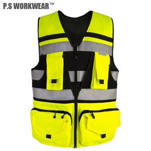 سترة أمان من البوليستر العاكسة الممتازة للرجال مخصصة من شركة تصنيع المعدات الأصلية سترة أمان لأعمال البناء والتشييد ميزة جيدة التهوية لعالم الجيولوجيا - Product Image 2