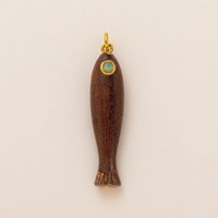 Pendentif Poisson en Laiton avec Pierres Naturelles Lapis Lazuli, Amazonite et Ambre – Série Petits Poissons Colorés