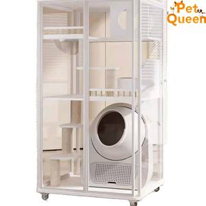 Villa panoramica in vetro per gatti, gabbia per gatti domestici, lettiera per gatti integrata, casetta per gatti di lusso al coperto, letto per gatti - Product Image 4