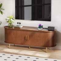 Meuble TV moderne en bois de luxe de 55 pouces avec étagères réglables, armoire de rangement, prise de courant, design multifonctionnel pour salon
