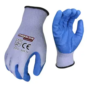 Blanco 10G látex de poliéster arruga invierno guantes de trabajo espesar duro con seguridad guantes de trabajo