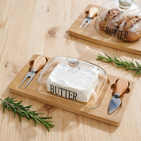 Beurrier en verre nordique avec couvercle et couteau, boîte à beurre hermétique pour le fromage, l'avocat, le gâteau, conservation fraîcheur garantie