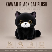 Peluche chat noir personnalisée pour Halloween, jouet en peluche mignon et kawaii, poupée chat en peluche douce pour enfants, fête de crèche, EN71 CE BSCI