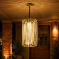 Lanterne suspendue cylindrique dorée moderne Cano Lighting, élégant lustre en métal ajouré pour la décoration de la chambre à coucher et du couloir