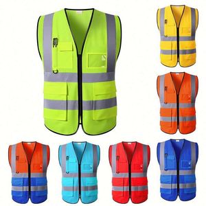 Chaleco de seguridad reflectante en stock, chaleco de seguridad industrial de alta visibilidad con reflectores, chaleco de trabajo reflectante con patrón. - Product Image 3