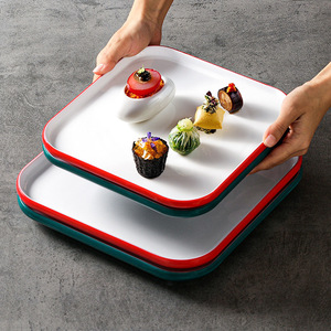 <b>Melamine</b> Square <b>Plates</b> Solid Color Commercial Restaurant Hotel Use Stir Fry Cold Dish Serving Tray Party Flatware - Product Image 1