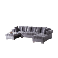 Winforce OEM ODM set Sofa sudut berbentuk U gaya Amerika Eropa furnitur ruang tamu Sofa Chesterfield abu-abu