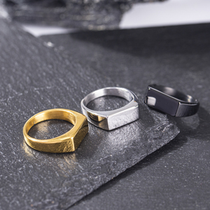 Anel de aço inoxidável banhado a ouro 18k OEM, joia com estrela do norte, anel de aço inoxidável para homens, anel de sinete em formato oval - Product Image 5