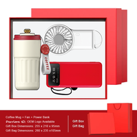 Ensemble cadeau d'entreprise de luxe 3-en-1 : ventilateur de tasse, batterie externe, articles promotionnels avec logo personnalisé pour bureau et entreprise