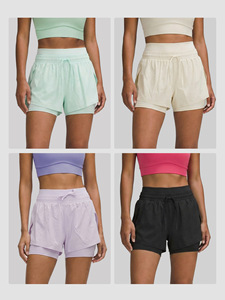 Pantaloncini sportivi da donna a vita alta <span class=keywords><strong>con</strong></span> coulisse e tasche, traspiranti e rinfrescanti per la corsa - Product Image 4