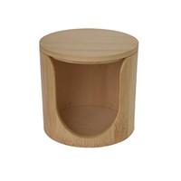 Vente en gros logo personnalisé bocal en bambou conteneur de tampons de coton bambou visage rond support boîte de rangement organisateur de tampons de coton