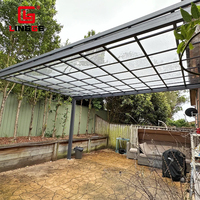 Auvent manuel extérieur en polycarbonate anti-UV pour terrasse/cour, avec structure en aluminium et toit solide, protection solaire pour patio