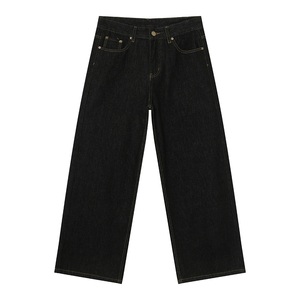 Jeans de Invierno para Hombre, Estilo Hip Hop Americano Clásico, Color Negro, Estampado Lavado, para Uso Diario, Cómodos y de Corte Holgado - Product Image 1