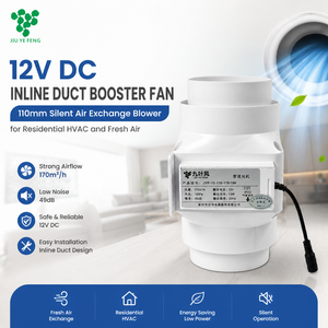 พัดลมดูดอากาศแบบอินไลน์ 12V DC ใบพัดพลาสติก แบริ่งไฮดรอลิก ขนาด 110 มม. เงียบ สำหรับระบบ HVAC ที่บ้าน เพื่อการระบายอากาศและเติมอากาศบริสุทธิ์ - Product Image 1