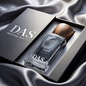 Flacon de parfum carré de luxe en soie de qualité supérieure de 50 ml avec boîte en bois pour marque de parfum haut de gamme - Product Image 3