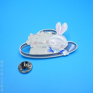 Badge métallique de dessin animé, forme irrégulière, nickel brillant, peinture double face, électroplaqué, alliage de zinc, boucle papillon - Product Image 2