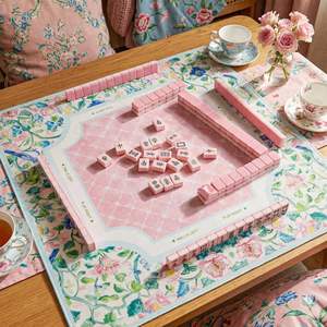 Tapis de mahjong floral antidérapant avec sac de transport pour cartes de poker et jeux de tuiles, couverture de table insonorisante, couleur <span class=keywords><strong>pastel</strong></span> - Product Image 5
