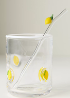 Verres à jus Premium Lemon Icon au design élégant pour toutes les occasions, avec icône personnalisée et paille