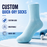 Chaussettes de sport athlétiques à séchage rapide avec logo personnalisé, respirantes, anti-transpiration, mi-mollet, pour la course à pied, la gym et le fitness