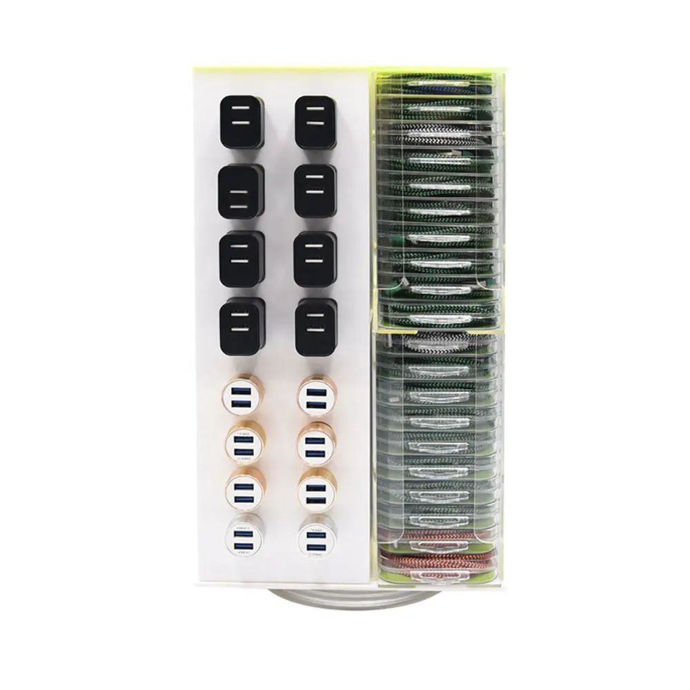 USB充電器付き電話アクセサリー用ディスプレイスタンドタイプCケーブルリサイクル可能な素材アクリル携帯電話充電器ディスプレイラック