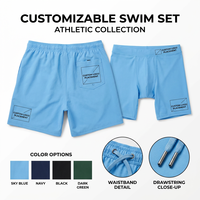 Ensemble de bain deux pièces pour homme avec logo personnalisé, short de bain avec doublure de compression, séchage rapide, maillot de bain OEM en gros