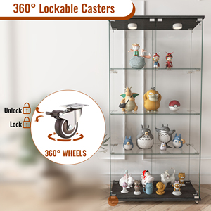 4 -Tier Glass Wine Cabinet <strong>Display</strong> <strong>Unit</strong> with Sturdy Frame - Modern Storage Ready Ships From USA Warehouse - Product Image 2