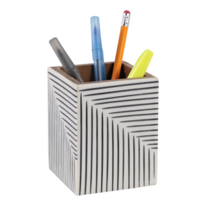 Organizzatore da scrivania decorativo con righe a coste per l'organizzazione del desktop di casa e ufficio e l'arredamento dello spazio di lavoro - Product Image 2