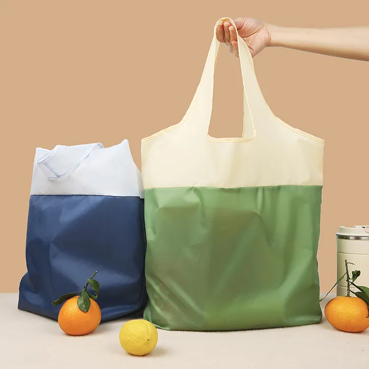 भारी ड्यूटी foldable नायलॉन पुन: प्रयोज्य शॉपिंग बैग ले जाना बड़े ईसीओ पुन: प्रयोज्य तह पॉलिएस्टर किराने की खरीदारी बैग