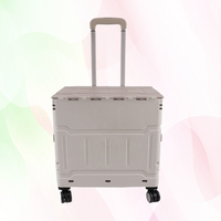 Chariot utilitaire pliable portable à 4 roues pivotantes, chariot de camping robuste en PP pliable avec poignée télescopique pour les courses et le bureau