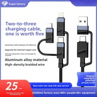 Câble de données 5-en-1 en alliage d'aluminium 2m, charge super rapide 120W, compatible iPhone 15, charge rapide multifonction Type-C