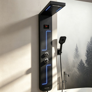 Smart Shower Column With Temperature Display Rectangle 304 Stainless Steel Shower Set For Home Hotel Guesthouse Use - Product Image 2