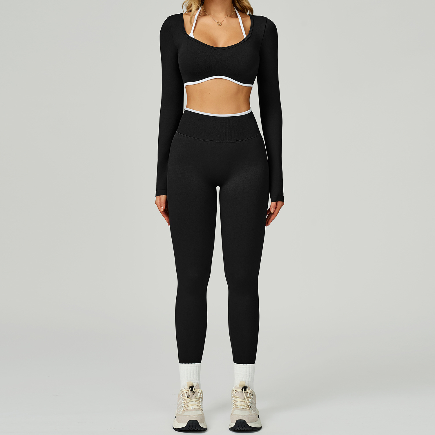 JC High Waist Seamless Yoga Outfit for Women Breathable Open Back Workout Set Fitness Running Bra 2 Piece MOQ