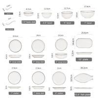 Service de Vaisselle 13 Pièces en Céramique Blanche, Ensemble Bols Cuillères Assiettes en Porcelaine, Vaisselle de Table en Céramique pour Restaurant